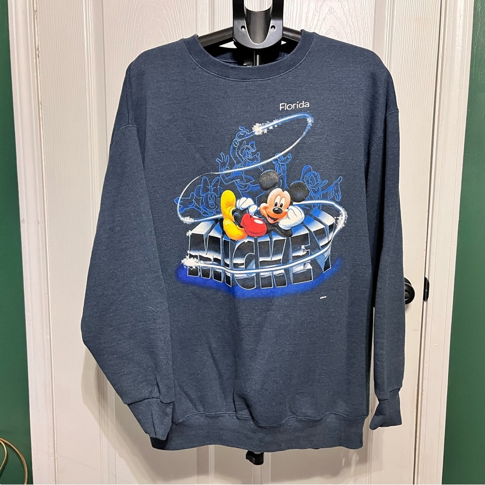Vintage Y2k Disney Mickey Mouse Florida Heather Blue Gray Crewneck Sweatshirt 2x